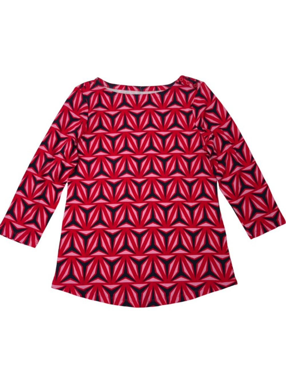 Charter Club Womens Size S 100% Supima Cotton Top 3/4 Sleeve Red Black